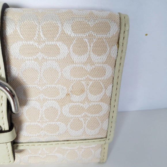 COACH Purse Card Wallet Cream White Leather Mini CC Monogram Small 4x3 Envelope - Picture 2 of 8